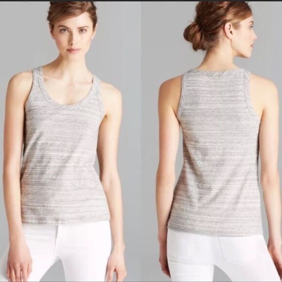 THEORY Heather gray Combo Cotton Tank Top - Picture 1 of 6